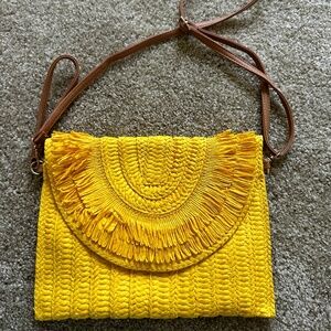 Yellow Crossbody Straw Purse